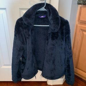 **Blue//fuzzy athletic Jacket**